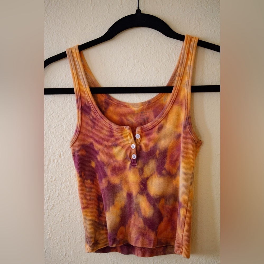 Bleach Dyed Brandy Melville Button Up Tank Top
